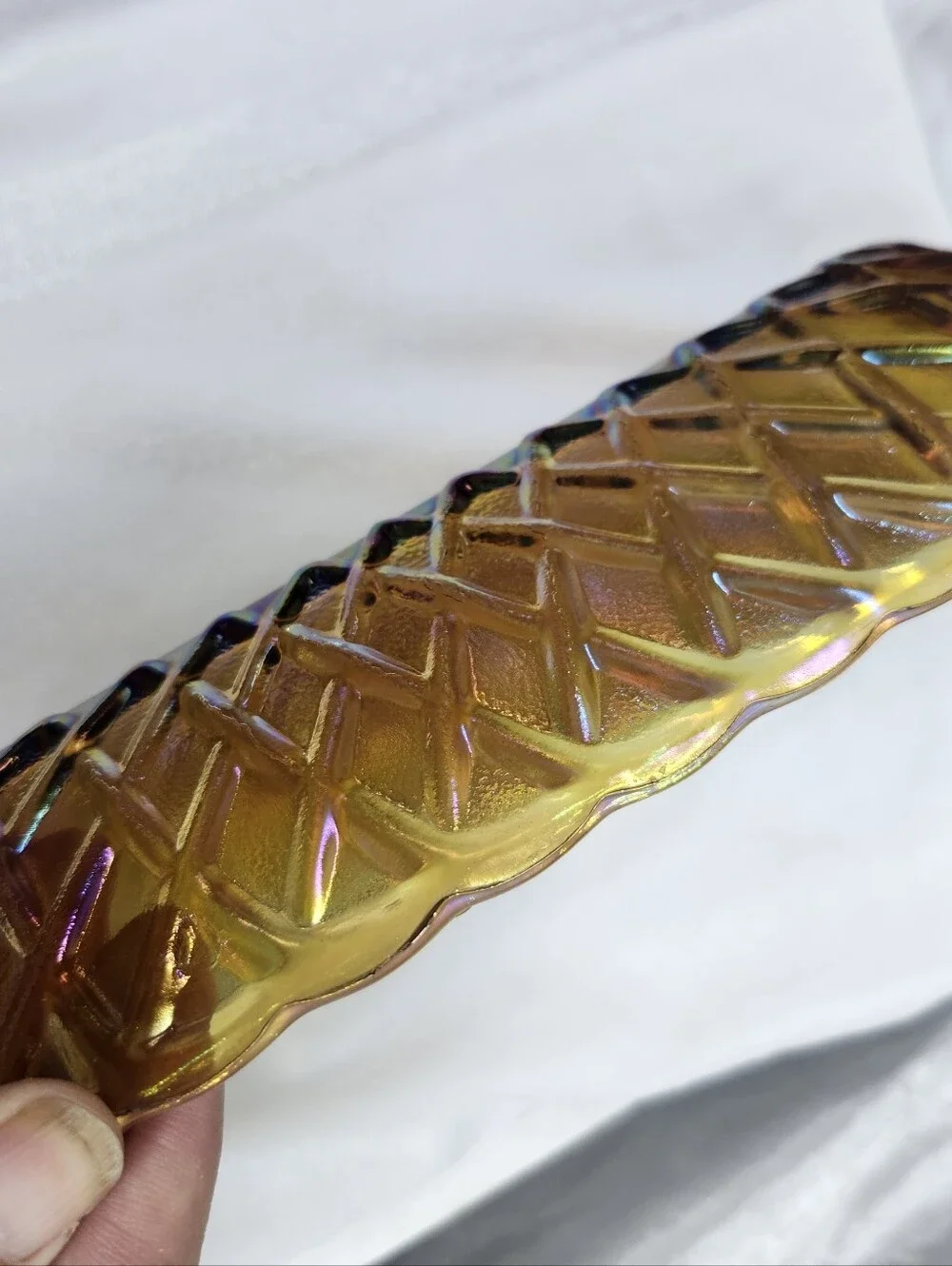 vintage amber glass dish